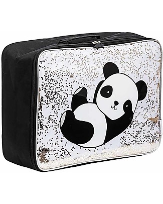 A Little Lovely Company Glitter Suitcase, Panda - 42 x 31 x 15 cm Travel Bags