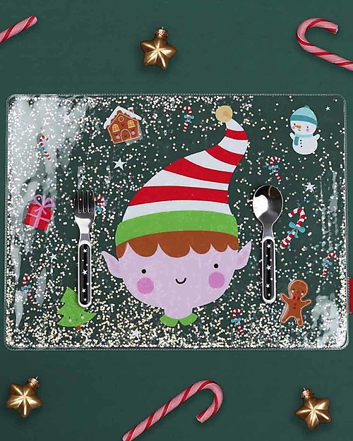 A Little Lovely Company Glittery Placemat, Christmas Elf Placemat