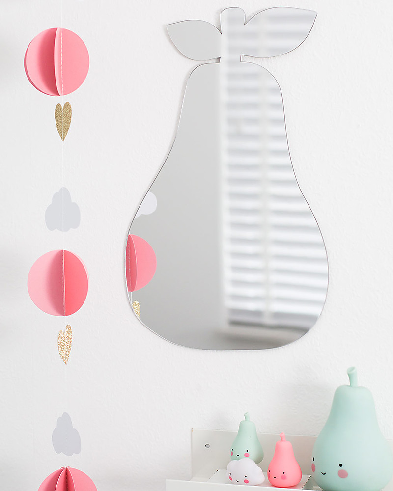 A Little Lovely Company Hanging Wall Mirror Pear Acrylic Unisex Bambini