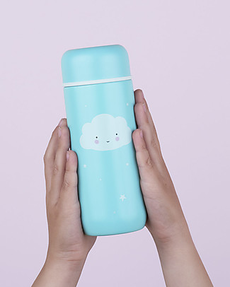 A Little Lovely Company Insulated Drink Bottle in Stailess Steel, 200 ml - Cloud Thermos Bottles