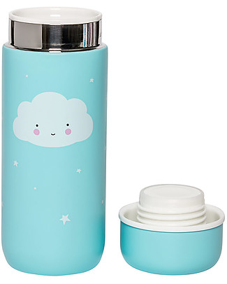 A Little Lovely Company Insulated Drink Bottle in Stailess Steel, 200 ml - Cloud Thermos Bottles