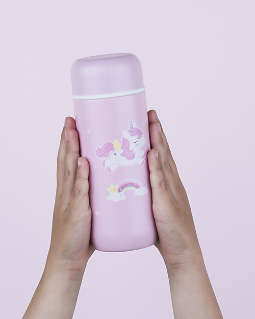 A Little Lovely Company Insulated Drink Bottle in Stailess Steel, 200 ml - Unicorn Thermos Bottles