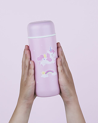 A Little Lovely Company Insulated Drink Bottle in Stailess Steel, 200 ml - Unicorn Thermos Bottles