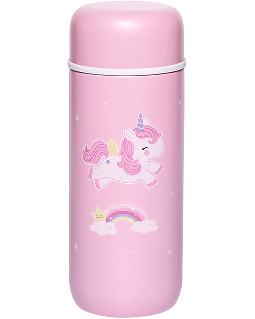 A Little Lovely Company Insulated Drink Bottle in Stailess Steel, 200 ml - Unicorn Thermos Bottles