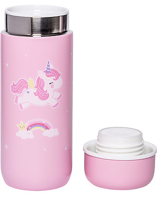 A Little Lovely Company Insulated Drink Bottle in Stailess Steel, 200 ml - Unicorn Thermos Bottles