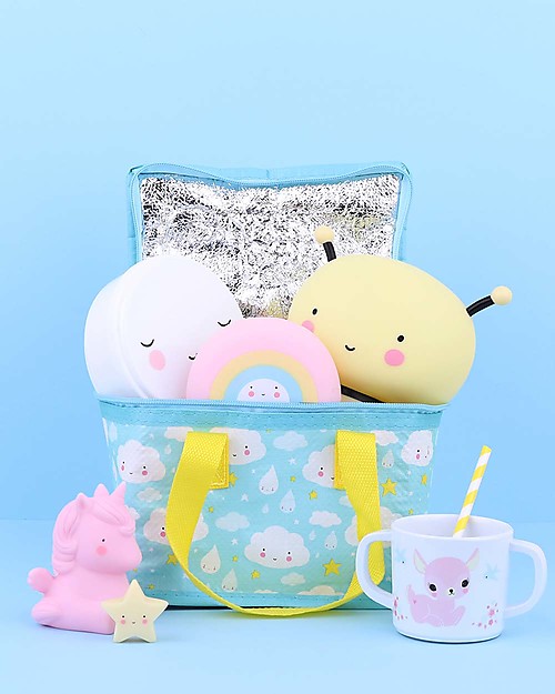 A Little Lovely Company Insulated Lunch Box, Cloud - Light Blue Kindergarten Backpacks