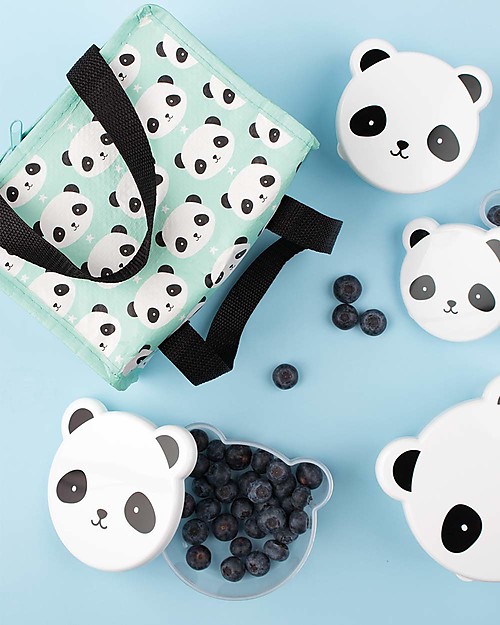 A Little Lovely Company Insulated Lunch Box, Panda - Mint Kindergarten Backpacks