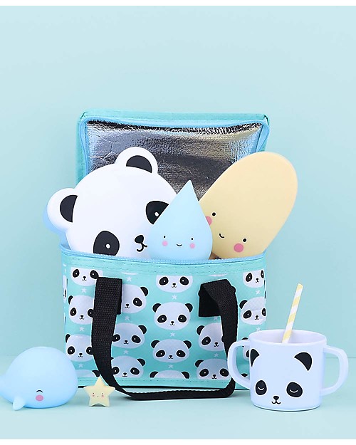 A Little Lovely Company Insulated Lunch Box, Panda - Mint Kindergarten Backpacks
