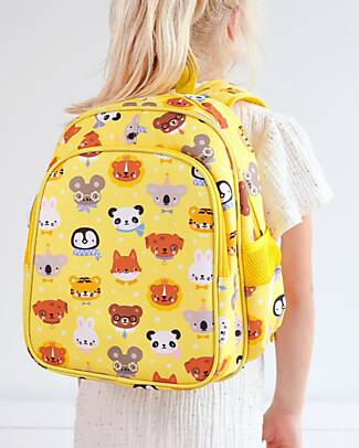 A Little Lovely Company Large Backpack with Thermal Pocket - Animal Friends - 27x32x19 cm - Keeps Food and Drinks Fresh! Kindergarten Backpacks