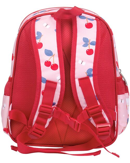 A Little Lovely Company Large Backpack with Thermal Pocket - Cherries - 27x32x19 cm - Keeps Food and Drinks Fresh! Kindergarten Backpacks