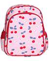 A Little Lovely Company Large Backpack with Thermal Pocket - Cherries - 27x32x19 cm - Keeps Food and Drinks Fresh! Kindergarten Backpacks