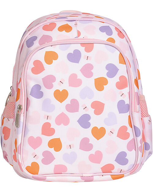 A Little Lovely Company Large Backpack with Thermal Pocket - Hearts - 27x32x19 cm - Keeps food and drinks fresh! Kindergarten Backpacks
