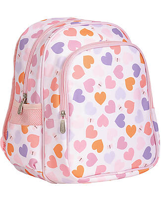 A Little Lovely Company Large Backpack with Thermal Pocket - Hearts - 27x32x19 cm - Keeps food and drinks fresh! Kindergarten Backpacks