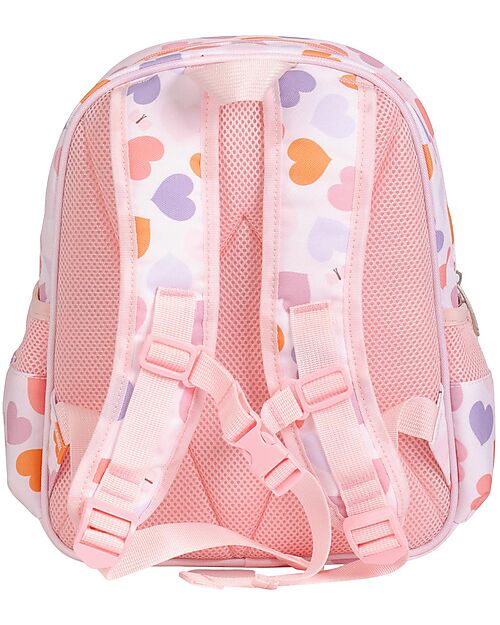 A Little Lovely Company Large Backpack with Thermal Pocket - Hearts - 27x32x19 cm - Keeps food and drinks fresh! Kindergarten Backpacks