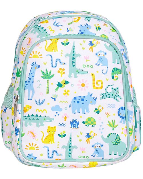 A Little Lovely Company Large Backpack with Thermal Pocket - Jungle - 27x32x19 cm - Keeps food and drinks fresh! Kindergarten Backpacks