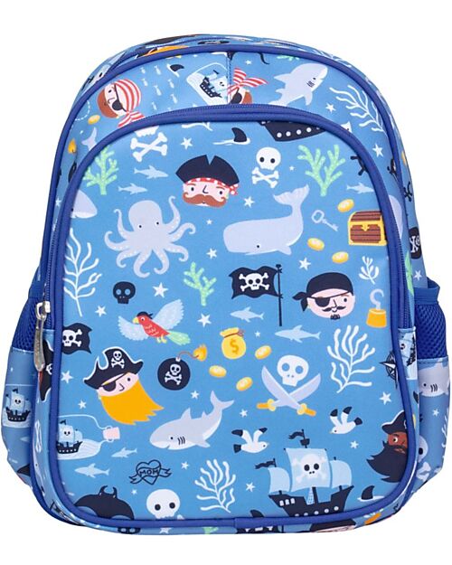 A Little Lovely Company Large Backpack with Thermal Pocket - Pirates - 27x32x19 cm - Keeps Food and Drinks Fresh! Kindergarten Backpacks