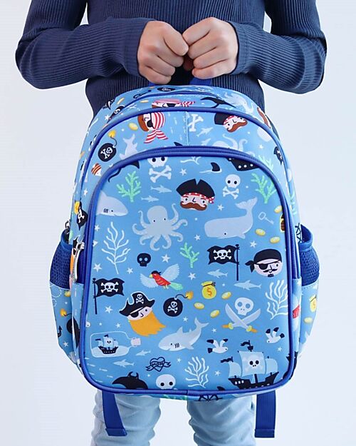A Little Lovely Company Large Backpack with Thermal Pocket - Pirates - 27x32x19 cm - Keeps Food and Drinks Fresh! Kindergarten Backpacks