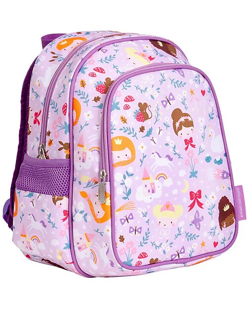 A Little Lovely Company Large Backpack with Thermal Pocket - Princesses - 27x32x19 cm - Keeps food and drinks fresh! Kindergarten Backpacks