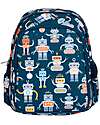 A Little Lovely Company Large Backpack with Thermal Pocket - Robot - 27x32x19 cm - Keeps food and drinks fresh! Kindergarten Backpacks
