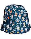 A Little Lovely Company Large Backpack with Thermal Pocket - Robot - 27x32x19 cm - Keeps food and drinks fresh! Kindergarten Backpacks