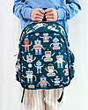 A Little Lovely Company Large Backpack with Thermal Pocket - Robot - 27x32x19 cm - Keeps food and drinks fresh! Kindergarten Backpacks