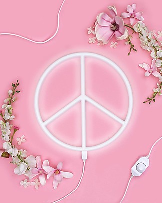A Little Lovely Company LED Neon Light, Peace - White Wall Lamps