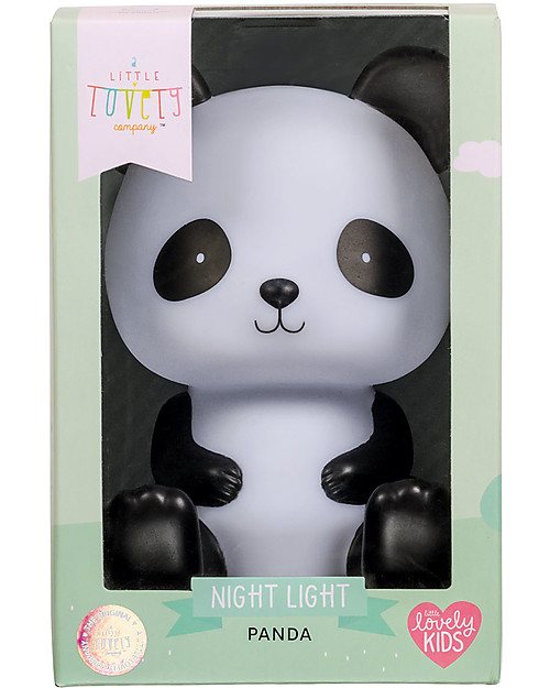 A Little Lovely Company LED Night Light, Panda - Black Bedside Lamps