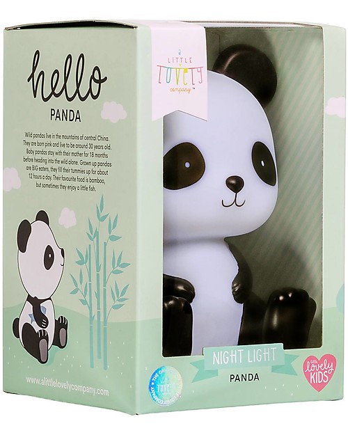 A Little Lovely Company LED Night Light, Panda - Black Bedside Lamps