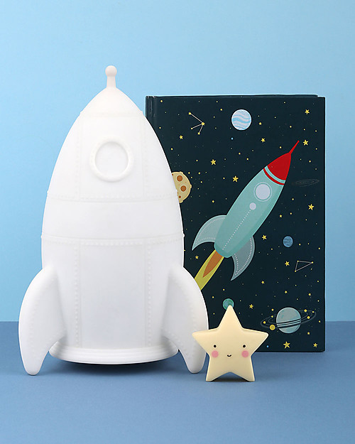 A Little Lovely Company LED Night Light, Rocket - With Stickers Bedside Lamps
