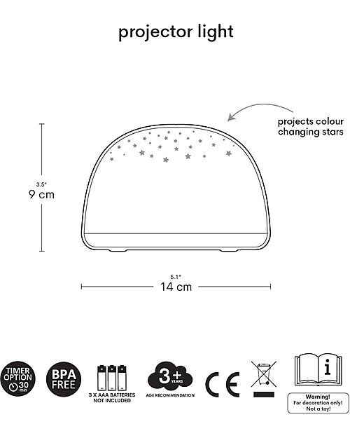 A Little Lovely Company LED Projector Light - Cherries - Stars Nightlights