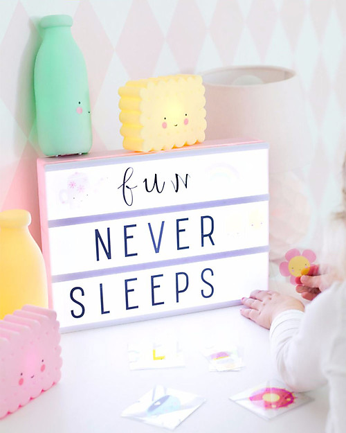 A Little Lovely Company Lightbox A4 with Adapter + 85 Letter, Pink Bedside Lamps