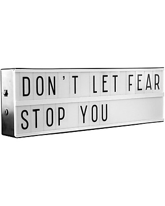 A Little Lovely Company Lightbox A5 Long with Adapter + 124 Letter, Black Bedside Lamps