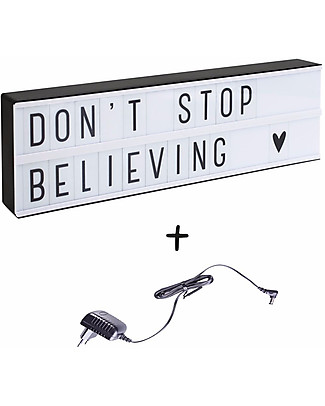 A Little Lovely Company Lightbox A5 Long with Adapter + 124 Letter, Black Bedside Lamps