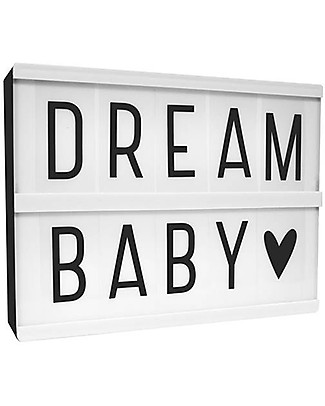 A Little Lovely Company Lightbox A5 with 124 Letter, Black Bedside Lamps