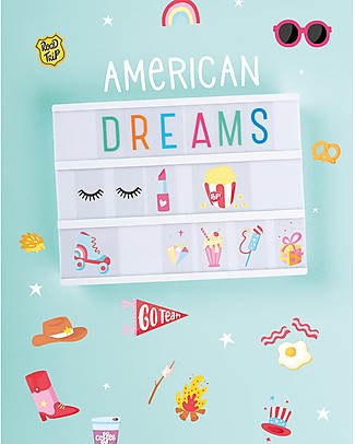 A Little Lovely Company Lightbox Symbol Set, American Dreams Bedside Lamps