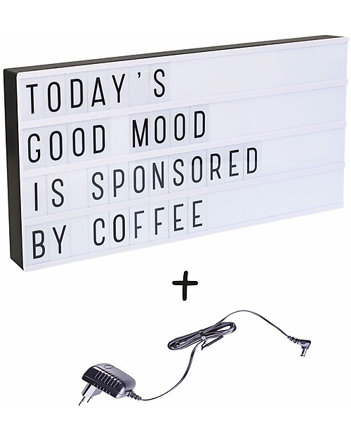 A Little Lovely Company Lightbox XL with Adapter + 124 Letter, Black Wall Lamps