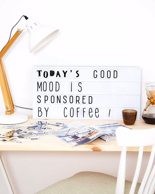 A Little Lovely Company Lightbox XL with Adapter + 124 Letter, Black Wall Lamps