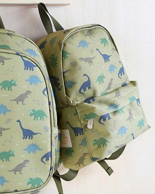 A Little Lovely Company Little Backpack Dinosaurs 22x30x10 cm - Green Kindergarten Backpacks
