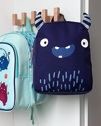 A Little Lovely Company Little Backpack Monster 21 x 26 x 10 cm - Navy Large Backpacks