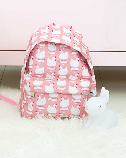 A Little Lovely Company Little Backpack, Swan, 30 x 20 x 10 cm - Pink Backpack
