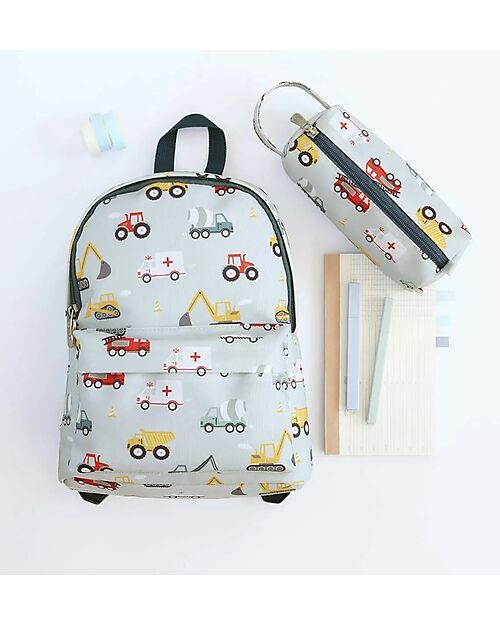 A Little Lovely Company Little Backpack - Vehicles - 23,5x30x10 cm Kindergarten Backpacks