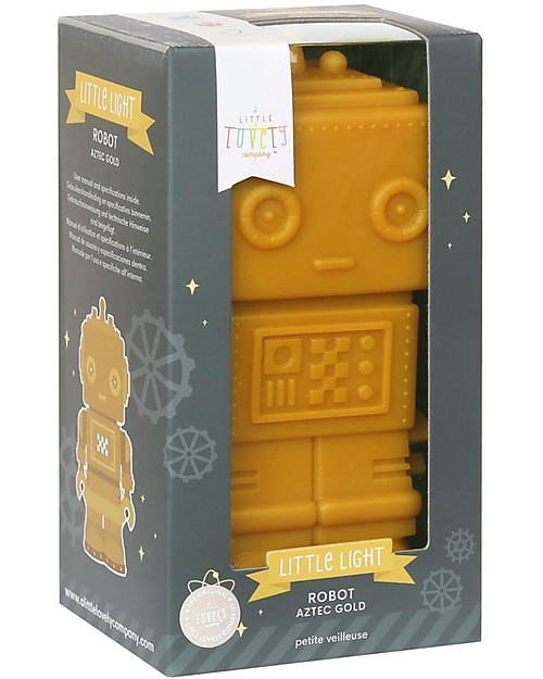 A Little Lovely Company Little LED Light - Robot - Aztec Gold Bedside Lamps