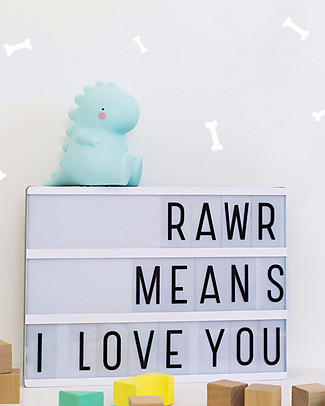 A Little Lovely Company Little LED Light, T-Rex - Light Blue Bedside Lamps