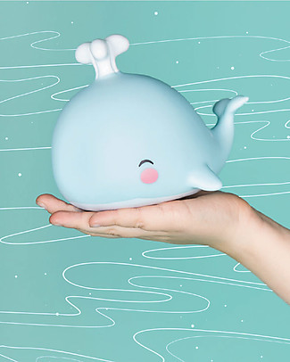 A Little Lovely Company Little LED Light, Whale - Light Blue Bedside Lamps
