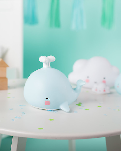 A Little Lovely Company Little LED Light, Whale - Light Blue Bedside Lamps