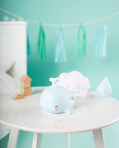 A Little Lovely Company Little LED Light, Whale - Light Blue Bedside Lamps
