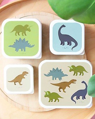 A Little Lovely Company Lunch & Snack Box Set - Dinosaurs Thermal Containers