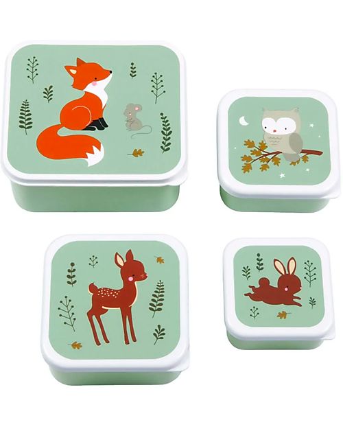 A Little Lovely Company Lunch & Snack Box Set - Forest Friends Snack Boxes