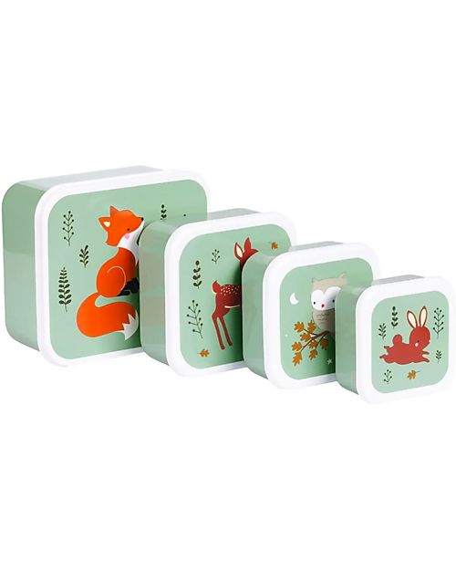 A Little Lovely Company Lunch & Snack Box Set - Forest Friends Snack Boxes