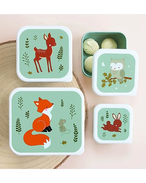 A Little Lovely Company Lunch & Snack Box Set - Forest Friends Snack Boxes